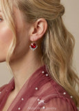 Red Ruby Crystal Earrings, Dark Red Drop Earrings, Crimson Red Crystal Earrings, Garnet Wedding Earrings, Bridesmaids Earrings.