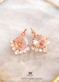 Blush Pink Crystal Earrings, Dusty Rose Drop Earrings, Morganite Crystal Earrings, Blush Rose Wedding Earrings, Bridesmaids Earrings