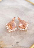 Blush Pink Crystal Earrings, Dusty Rose Drop Earrings, Morganite Crystal Earrings, Blush Rose Wedding Earrings, Bridesmaids Earrings