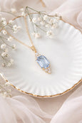 Light Blue Sapphire Crystal Blue Bridal Necklace, Bridal Something Blue, Aquamarine Crystal Necklace, Gift For Her, Bridal Blue Necklace
