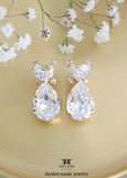 Bridal Heart Stud Earrings, Heart Crystal Earrings, Romantic Bridal Earrings, Bridesmaids Earrings, Embellished Crystals, Romantic Gift