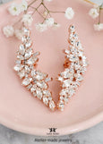 Climbing Earrings, Bridal Climbing Crystal Earrings, Bridal Statement Earrings, Clear Statement Ear Crawler, Bridal Ear Climber