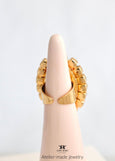 Coral Turquoise Cocktail Crystal Ring, Statement Oval Crystal Ring, Coral Orange Adjustable Cocktail Ring, Salmon Turquoise Crystal Ring.