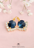 Blue Navy Crystal Earrings, Dark Blue Drop Earrings, Blue Sapphire Crystal Earrings, Blue Navy Wedding Earrings, Bridesmaids Earrings