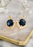 Blue Navy Crystal Earrings, Dark Blue Drop Earrings, Blue Sapphire Crystal Earrings, Blue Navy Wedding Earrings, Bridesmaids Earrings