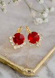 Red Ruby Crystal Earrings, Dark Red Drop Earrings, Crimson Red Crystal Earrings, Garnet Wedding Earrings, Bridesmaids Earrings.