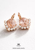 Blush Pink Crystal Earrings, Dusty Rose Drop Earrings, Morganite Crystal Earrings, Blush Rose Wedding Earrings, Bridesmaids Earrings