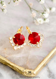Red Ruby Crystal Earrings, Dark Red Drop Earrings, Crimson Red Crystal Earrings, Garnet Wedding Earrings, Bridesmaids Earrings.