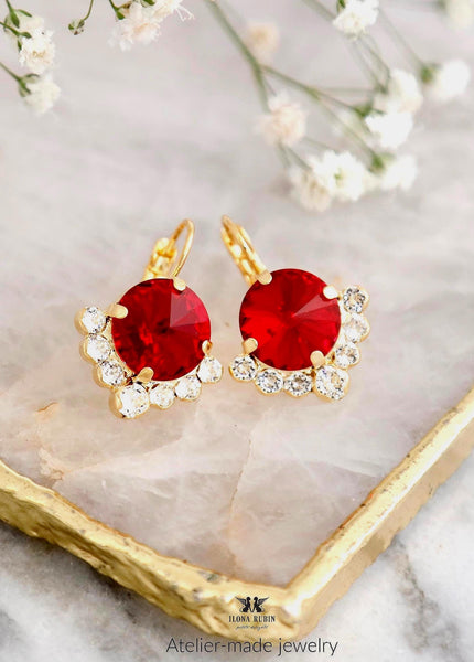 Red Ruby Crystal Earrings, Dark Red Drop Earrings, Crimson Red Crystal Earrings, Garnet Wedding Earrings, Bridesmaids Earrings.