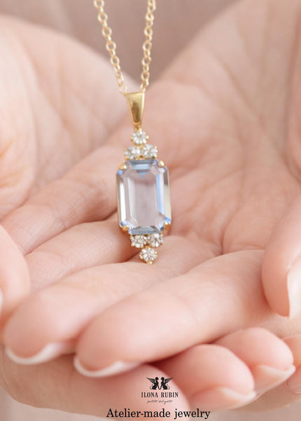 Light Blue Sapphire Crystal Blue Bridal Necklace, Bridal Something Blue, Aquamarine Crystal Necklace, Gift For Her, Bridal Blue Necklace