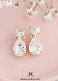 Bridal Heart Stud Earrings, Heart Crystal Earrings, Romantic Bridal Earrings, Bridesmaids Earrings, Embellished Crystals, Romantic Gift