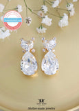 Bridal Heart Stud Earrings, Heart Crystal Earrings, Romantic Bridal Earrings, Bridesmaids Earrings, Embellished Crystals, Romantic Gift