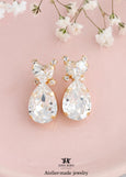Bridal Heart Stud Earrings, Heart Crystal Earrings, Romantic Bridal Earrings, Bridesmaids Earrings, Embellished Crystals, Romantic Gift