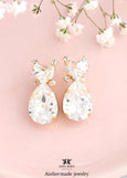 Bridal Heart Stud Earrings, Heart Crystal Earrings, Romantic Bridal Earrings, Bridesmaids Earrings, Embellished Crystals, Romantic Gift