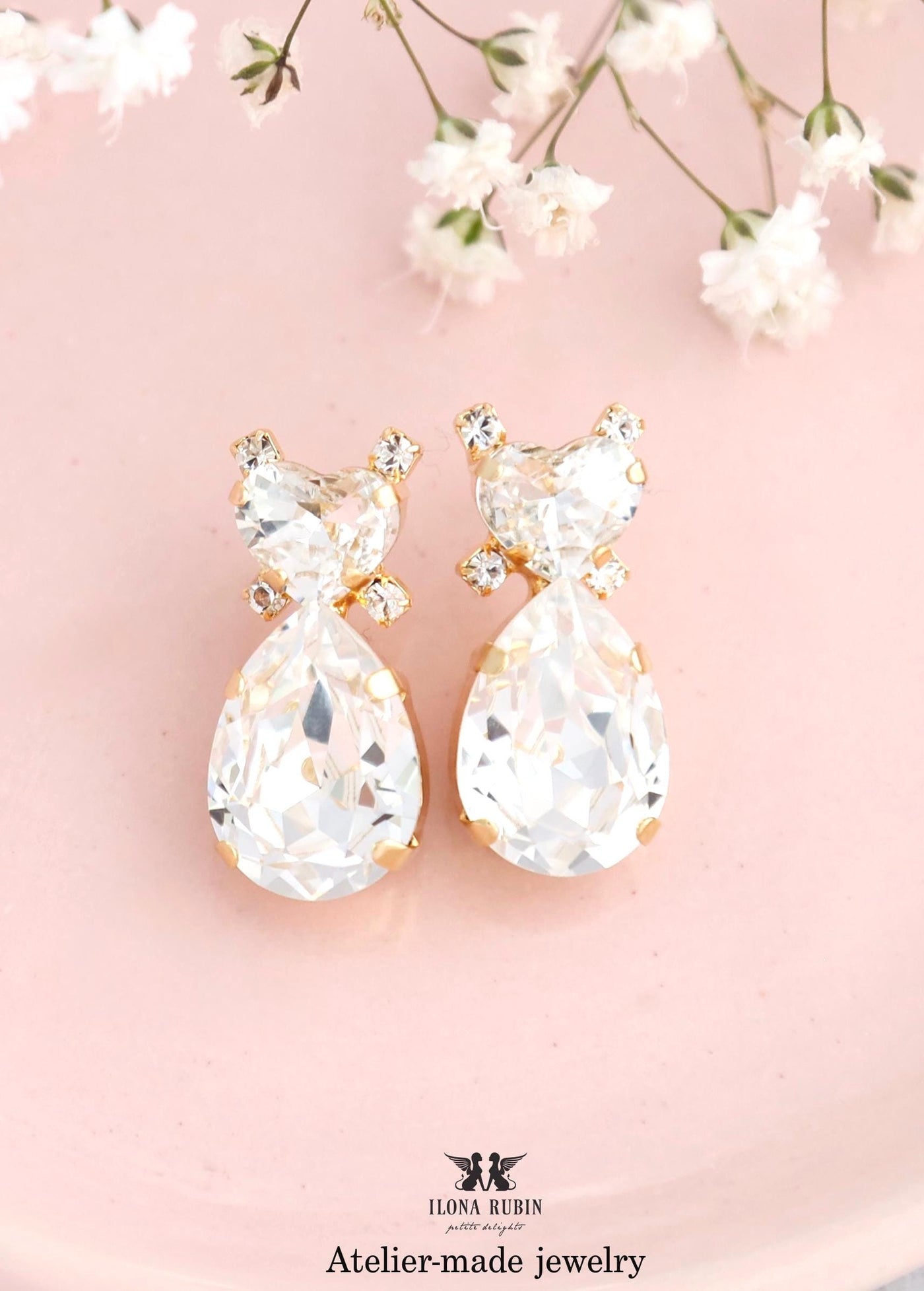 Bridal Heart Stud Earrings, Heart Crystal Earrings, Romantic Bridal Earrings, Bridesmaids Earrings, Embellished Crystals, Romantic Gift