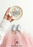 Light Blue Pink Crystal Earrings, Pastel Teardrop Earrings, Powder Blue Ballet Pink Stud Earrings, Powder Pink Blue Jewelry, Pastel Studs
