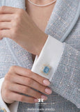 Light Blue Wedding Cufflinks, Blue Cufflinks, Aquamarine Crystal Cufflinks, Ice Blue Cufflinks For Groom, Gift For Men, Groomsman Gift