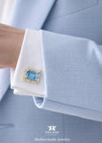 Light Blue Wedding Cufflinks, Blue Cufflinks, Aquamarine Crystal Cufflinks, Ice Blue Cufflinks For Groom, Gift For Men, Groomsman Gift