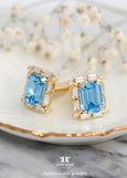 Light Blue Wedding Cufflinks, Blue Cufflinks, Aquamarine Crystal Cufflinks, Ice Blue Cufflinks For Groom, Gift For Men, Groomsman Gift