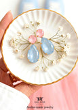 Light Blue Pink Crystal Earrings, Pastel Teardrop Earrings, Powder Blue Ballet Pink Stud Earrings, Powder Pink Blue Jewelry, Pastel Studs