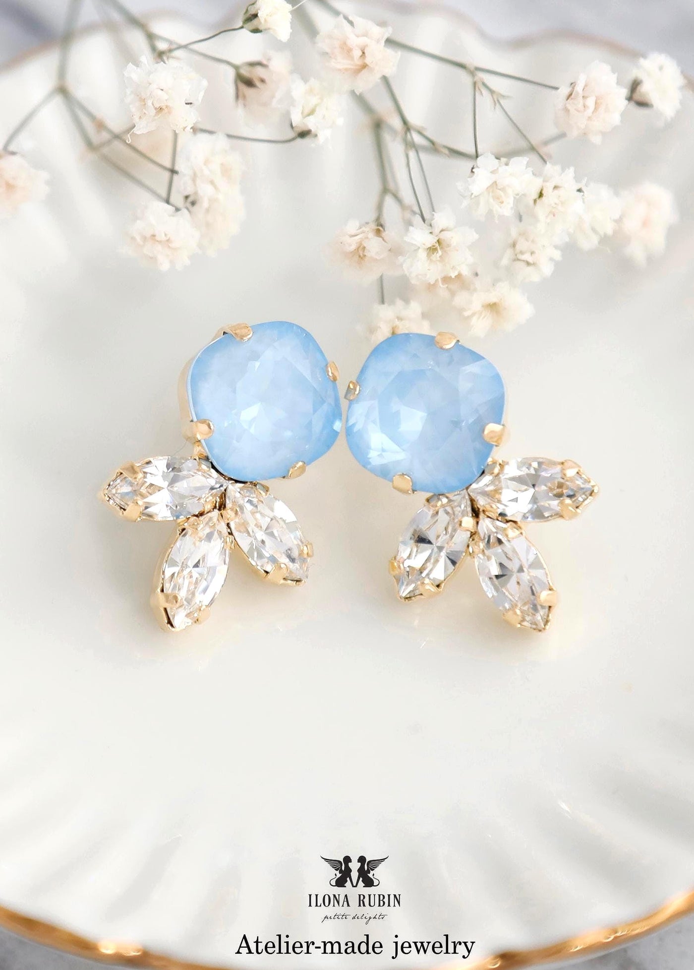 Light Blue Stud Earrings, Bridal Soft Blue Stud, Ice Blue Crystal Stud Earrings, Bridesmaids Earrings, Crystal Powder Blue Studs Earrings