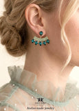 Green Ear Jacket Earring, Emerald Green Ear Jacket Earrings, Back Front Earrings For Brides, Emerald Green Crystal Earrings, Gift For Her