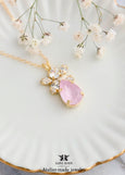 Powder Pink Bridal Necklace, Dusty Rose Pink Crystal Necklace, Bridesmaids Crystal Necklace, Gift for Woman, Light Pink Crystal Necklace