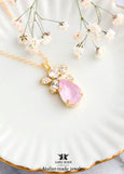 Powder Pink Bridal Necklace, Dusty Rose Pink Crystal Necklace, Bridesmaids Crystal Necklace, Gift for Woman, Light Pink Crystal Necklace