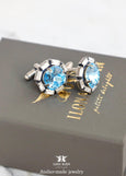 Light Blue Wedding Cufflinks, Blue Crystal Cufflinks, Aquamarine Cufflinks, Ice Blue Cufflinks For Groom, Gift For Men, Groomsman Gift
