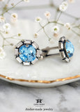 Light Blue Wedding Cufflinks, Blue Crystal Cufflinks, Aquamarine Cufflinks, Ice Blue Cufflinks For Groom, Gift For Men, Groomsman Gift