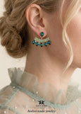 Green Ear Jacket Earring, Emerald Green Ear Jacket Earrings, Back Front Earrings For Brides, Emerald Green Crystal Earrings, Gift For Her