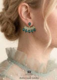 Green Ear Jacket Earring, Emerald Green Ear Jacket Earrings, Back Front Earrings For Brides, Emerald Green Crystal Earrings, Gift For Her