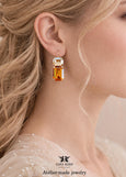 Orange Drop Leverback Crystal Earrings, Dark Orange Crystal Earrings, Terracotta, Tangerine Wedding Jewelry, Burnt Orange Earrings