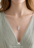 Powder Pink Bridal Necklace, Dusty Rose Pink Crystal Necklace, Bridesmaids Crystal Necklace, Gift for Woman, Light Pink Crystal Necklace