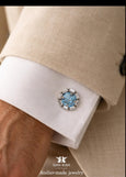 Light Blue Wedding Cufflinks, Blue Crystal Cufflinks, Aquamarine Cufflinks, Ice Blue Cufflinks For Groom, Gift For Men, Groomsman Gift