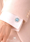 Light Blue Wedding Cufflinks, Blue Crystal Cufflinks, Aquamarine Cufflinks, Ice Blue Cufflinks For Groom, Gift For Men, Groomsman Gift