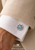 Light Blue Wedding Cufflinks, Blue Crystal Cufflinks, Aquamarine Cufflinks, Ice Blue Cufflinks For Groom, Gift For Men, Groomsman Gift