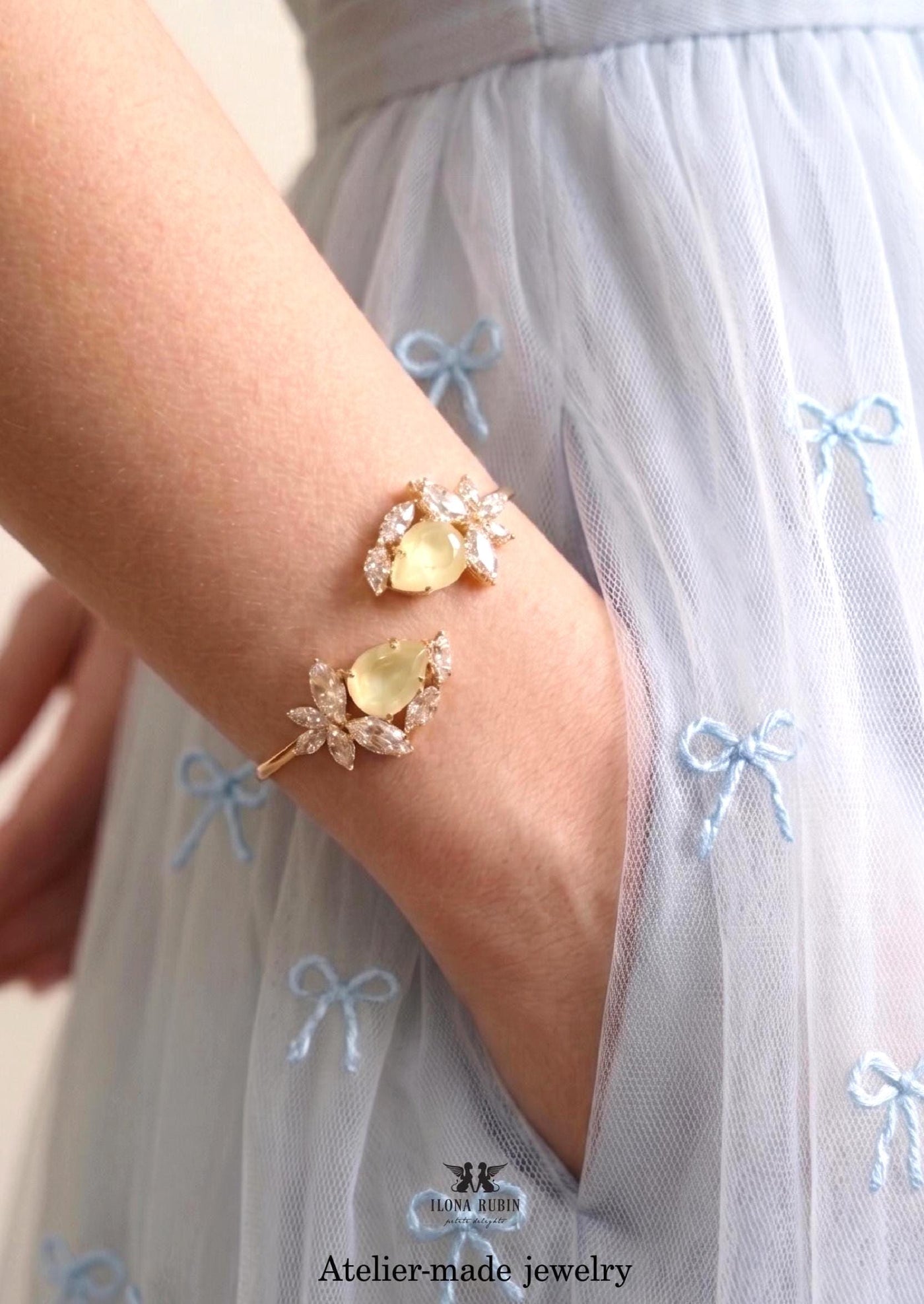 Butter Yellow Crystal Bracelet, Butter Light Yellow Bracelet, Soft Yellow Crystal Bracelet, Yellow Open Cuff Bracelet, yellow teardrop cuff