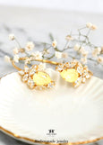 Butter Yellow Crystal Bracelet, Butter Light Yellow Bracelet, Soft Yellow Crystal Bracelet, Yellow Open Cuff Bracelet, yellow teardrop cuff
