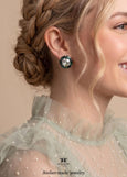 Green Sage Crystal Stud Bridal Earrings, Light Green Classic Stud Earrings, Emerald Green Silver Bridal Earrings, Green Sage Wedding Jewelry