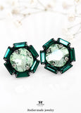 Green Sage Crystal Stud Bridal Earrings, Light Green Classic Stud Earrings, Emerald Green Silver Bridal Earrings, Green Sage Wedding Jewelry