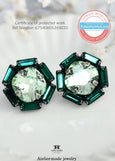 Green Sage Crystal Stud Bridal Earrings, Light Green Classic Stud Earrings, Emerald Green Silver Bridal Earrings, Green Sage Wedding Jewelry
