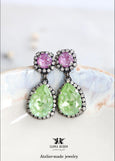 Wisteria Tendril Chandelier Earrings, Lavender Purple and Green Sage dangle Earrings, Bridesmaids Earrings, Light Green Purple Earrings