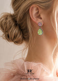 Wisteria Tendril Chandelier Earrings, Lavender Purple and Green Sage dangle Earrings, Bridesmaids Earrings, Light Green Purple Earrings