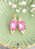 Pink Neon Earrings, Hot Pink Crystal Drop Bridal Earrings, Light Rose Drop Earrings, Bridesmaids Earrings, Gift For Her, Pink Earrings