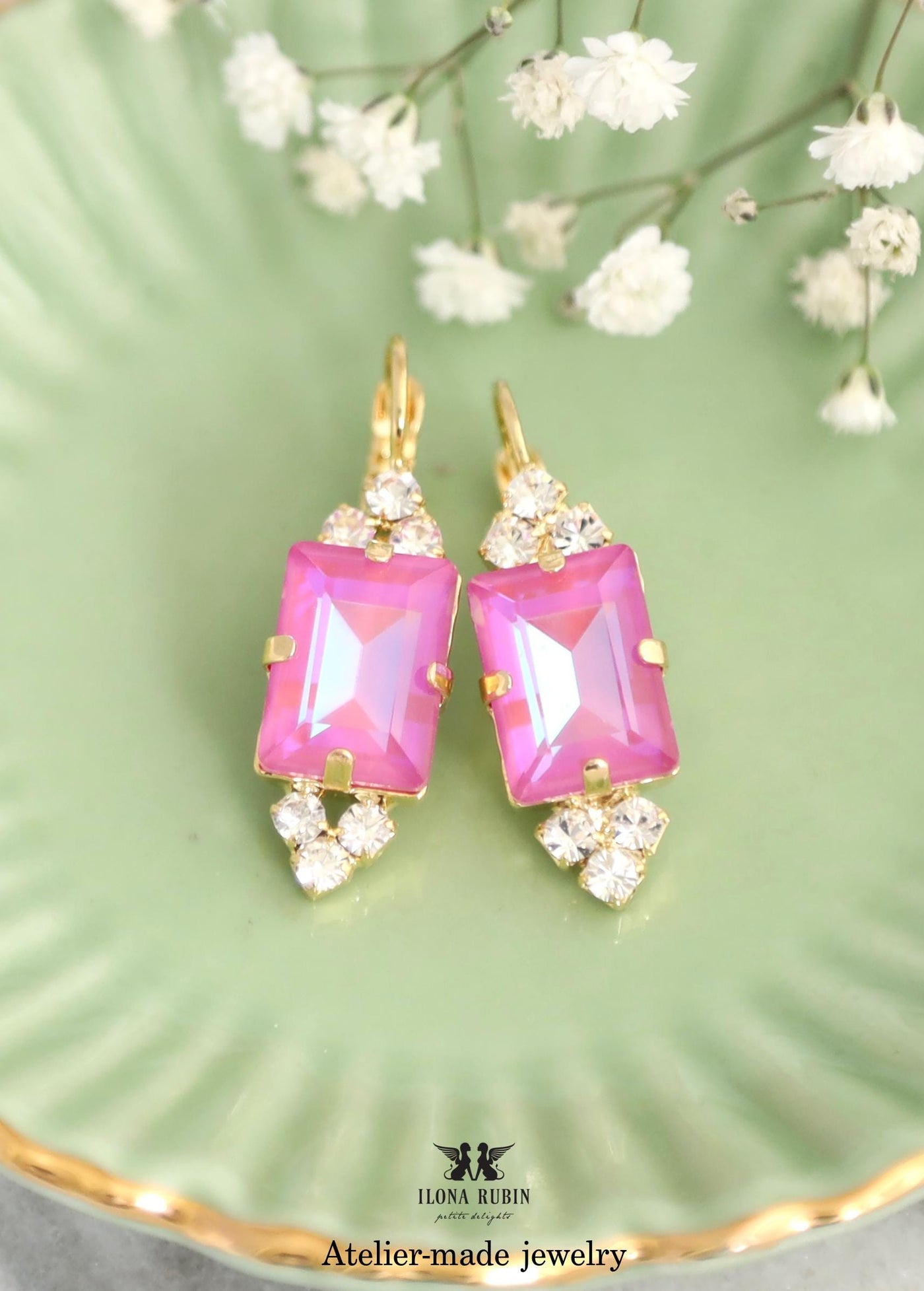 Pink Neon Earrings, Hot Pink Crystal Drop Bridal Earrings, Light Rose Drop Earrings, Bridesmaids Earrings, Gift For Her, Pink Earrings