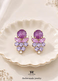 Purple Crystal Stud Bridal Earrings, Violet Purple Cluster Stud Earrings, Lavender Crystal Purple Earrings, Bridesmaids Iris Purple Jewelry