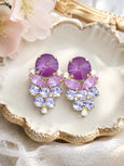 Purple Crystal Stud Bridal Earrings, Violet Purple Cluster Stud Earrings, Lavender Crystal Purple Earrings, Bridesmaids Iris Purple Jewelry