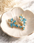 Light Blue Crystal Earrings, Aquamarine Bridal Cluster Stud Earrings, Bridal Blue Wedding Earrings, Bridesmaids Gift, Wedding Blue Jewelry
