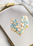 Light Blue Crystal Earrings, Aquamarine Bridal Cluster Stud Earrings, Bridal Blue Wedding Earrings, Bridesmaids Gift, Wedding Blue Jewelry